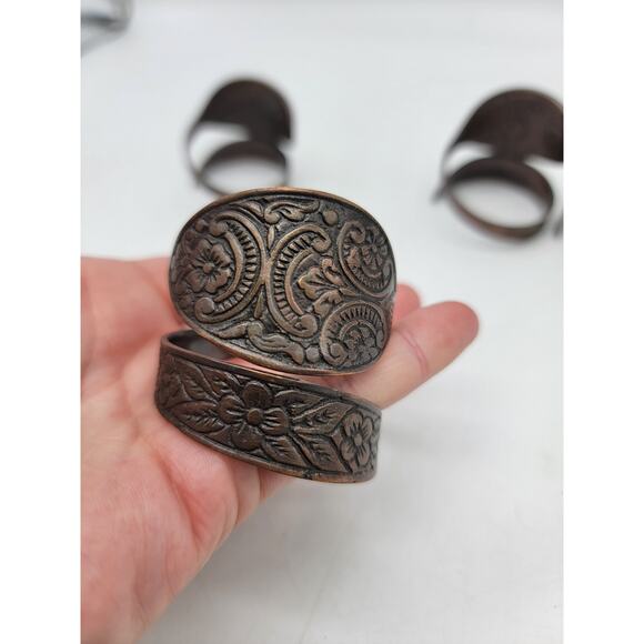 Napkin Rings Copper *Look* Bent Spoon Style Bohemian Boho Home Decor Dining - Picture 4 of 6